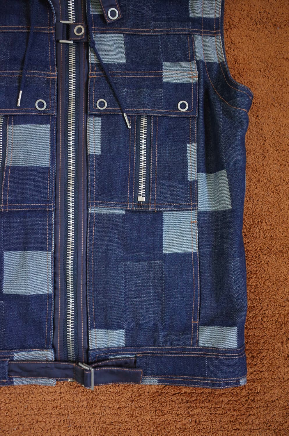 오프닝세레모니 데님 패치워크 후드 조끼 상품이미지3