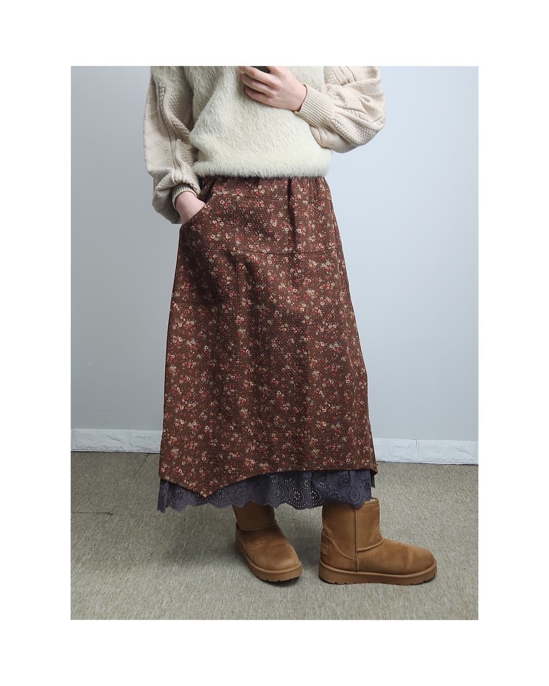 잔꽃 레이스 롱 스커트 상품이미지1