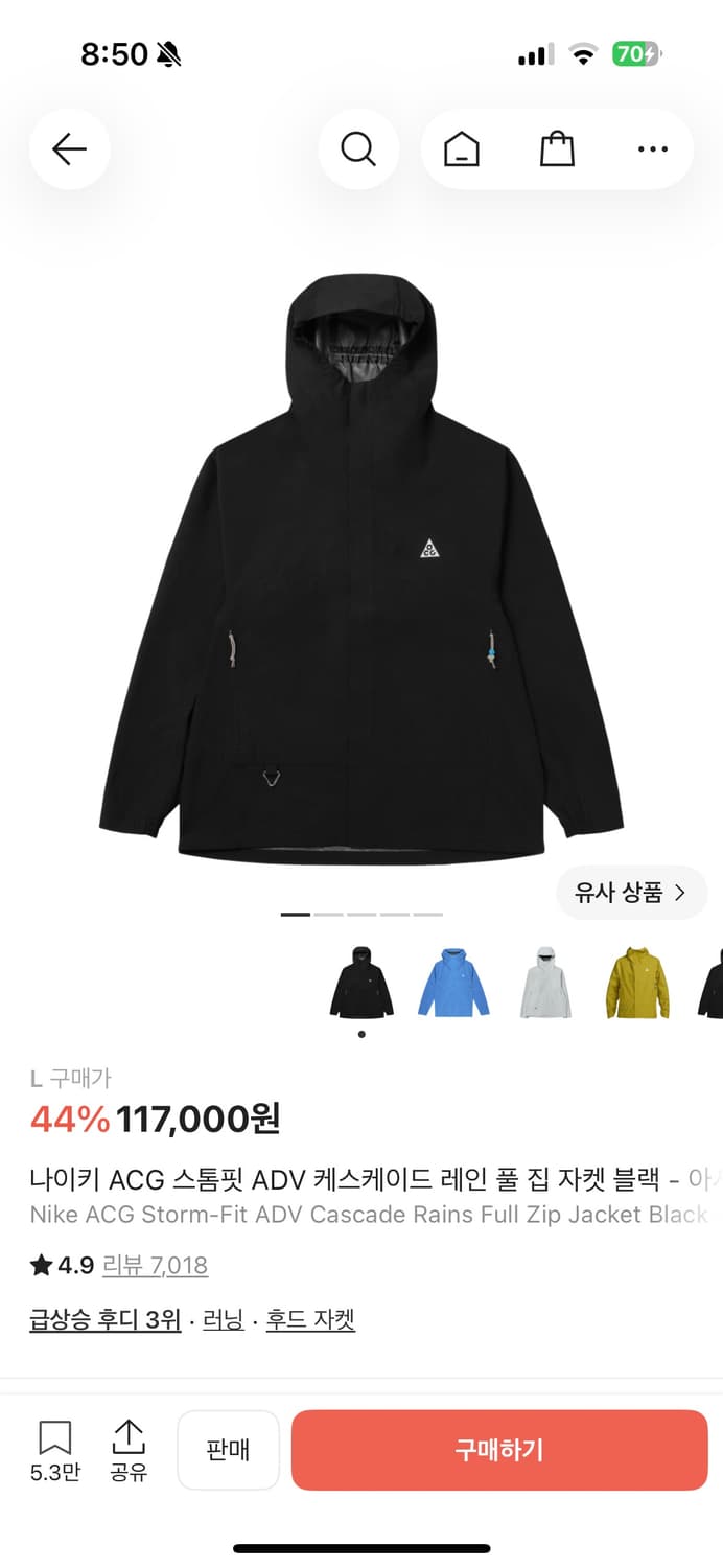 나이키 ACG 스톰핏 ADV 케스케이드 레인 풀 집 자켓  상품이미지1