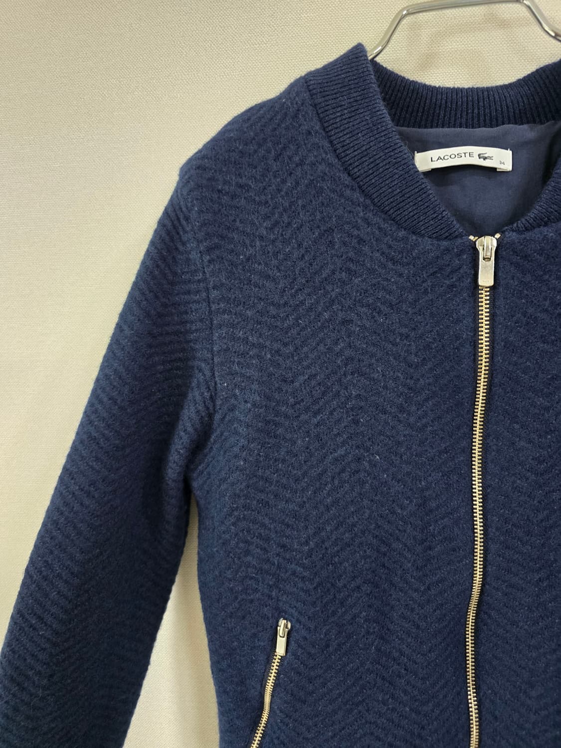 라코스테 헤링본 도톰 울혼방 니트 집업 가디건 상품이미지4