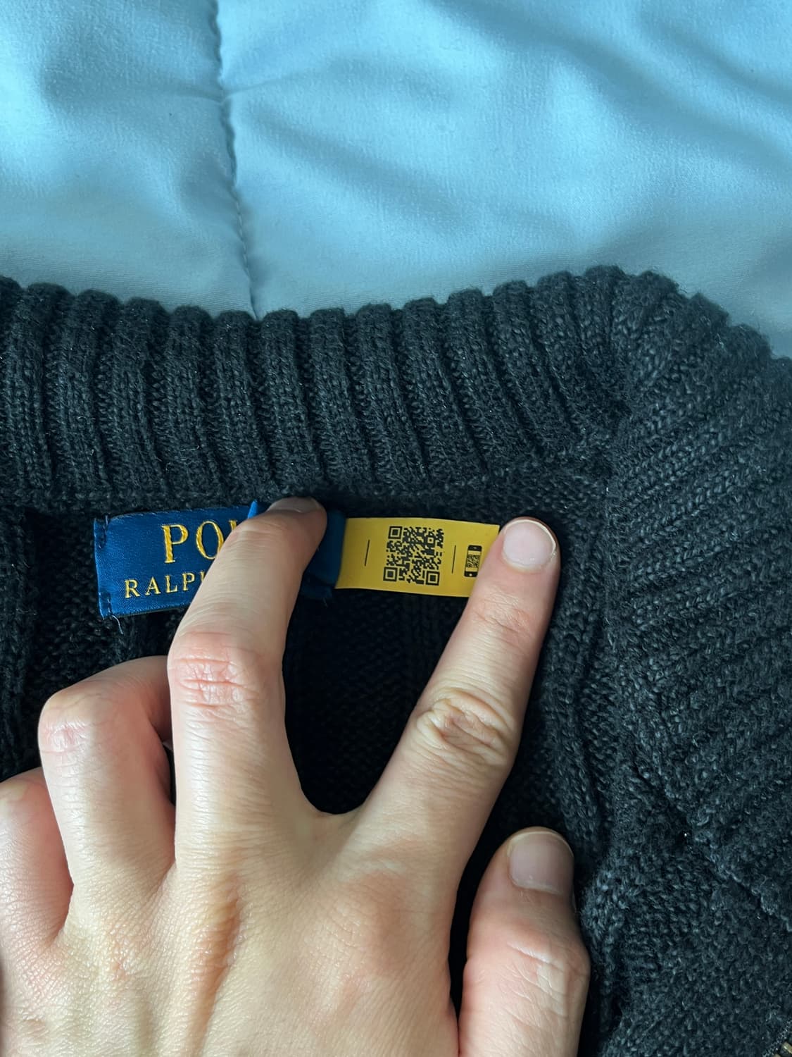 폴로 랄프로렌 케이블 니트 반집업 블랙 M 상품이미지4