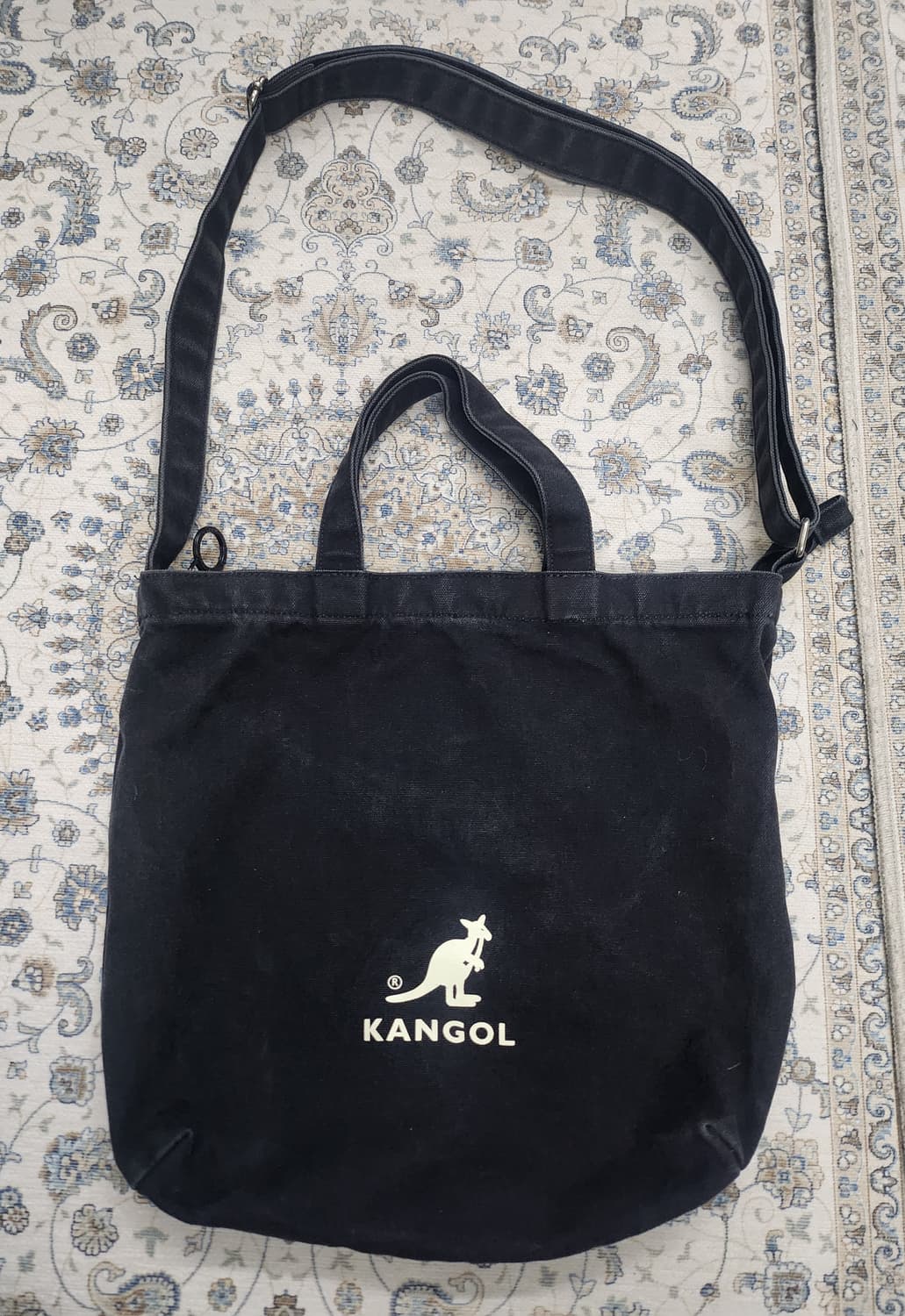 캉골 블랙 캔버스 토트백 겸 숄더백 상품이미지1