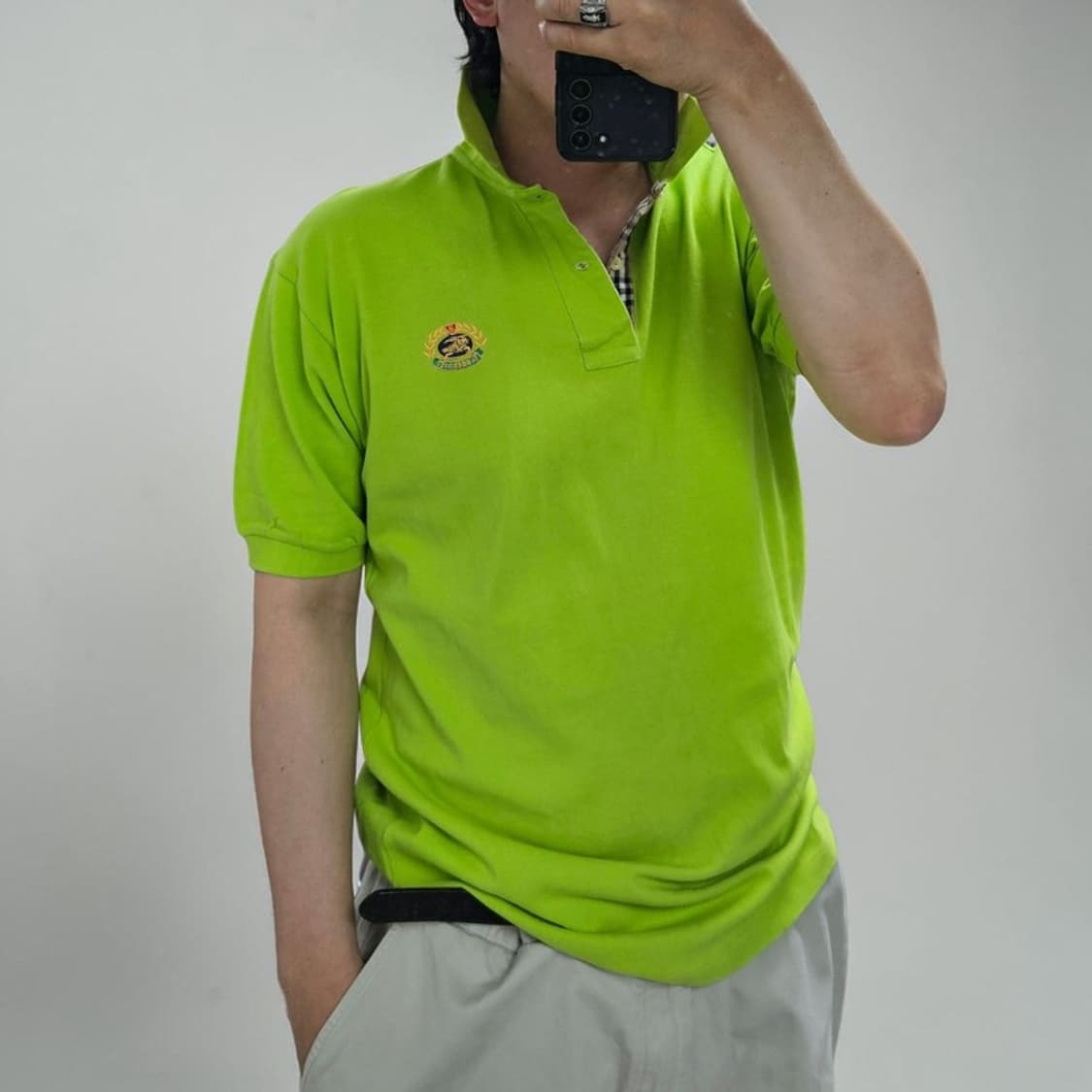 90S USA 버버리 PK 반팔 카라티 L M0337 상품이미지1