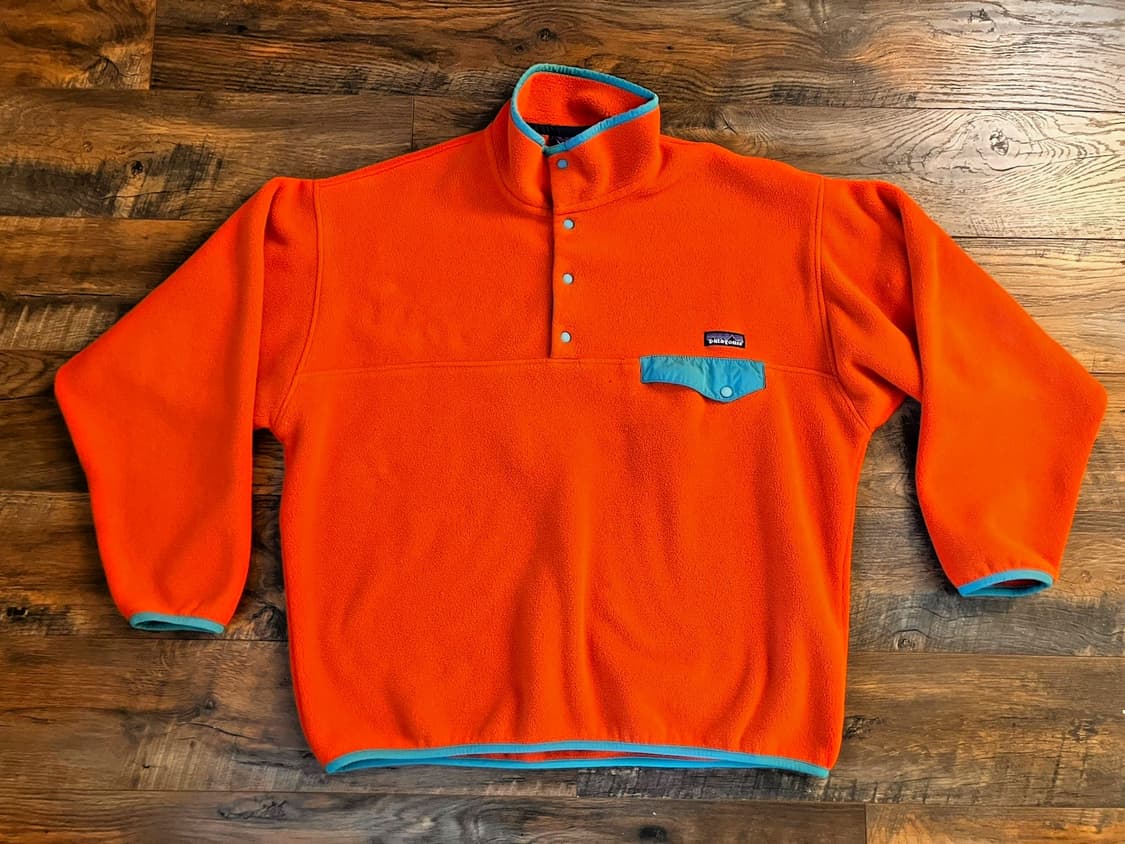 19FW 파타고니아 신칠라 스냅-티 플리스 오렌지/터콰이즈 상품이미지1