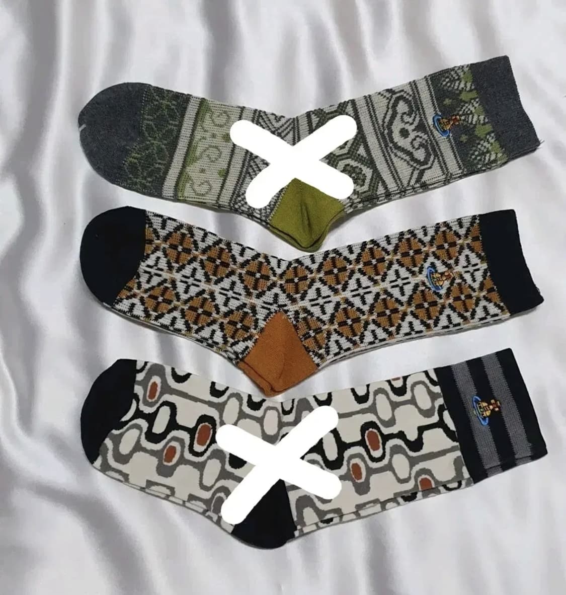 올리브 그레이 겨자 브라운 플라워 사각 도형 비비안웨스트우드 양말 상품이미지7