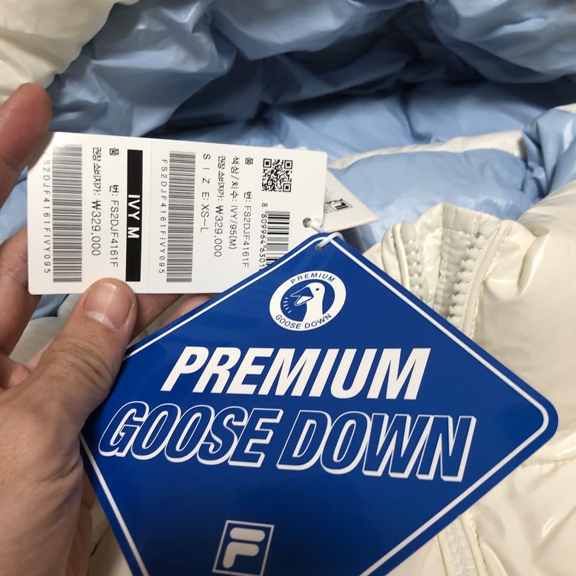 (우먼스 M) 새상품 필라 FILA 밀라노다운 후드 구스다운 숏 패딩자켓 상품이미지4