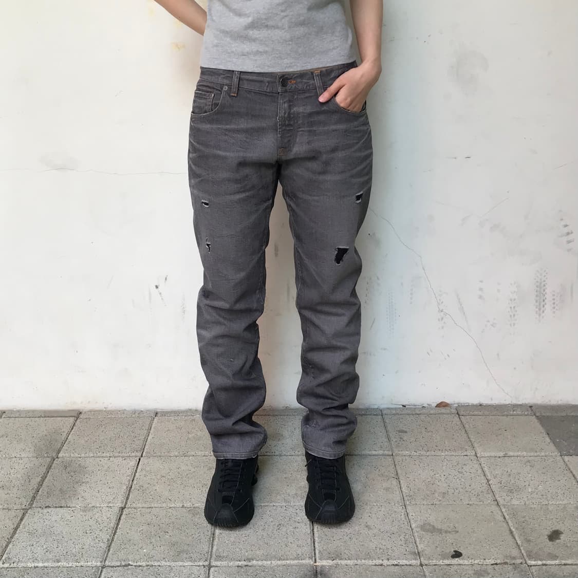 돌체앤가바나 메탈 로고 플레이트 데님 그레이 상품이미지3