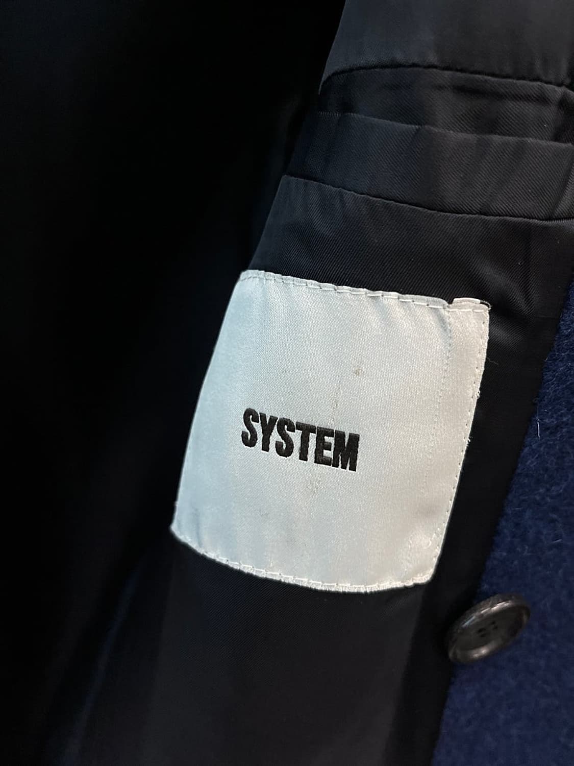 100)시스템옴므 딥블루 울코트  상품이미지7