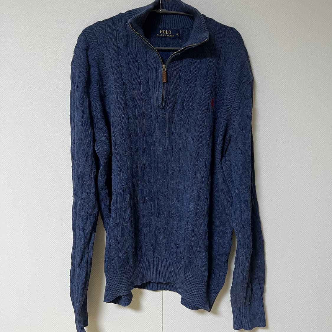 폴로 랄프로렌 케이블 니트 반집업 xl 상품이미지1