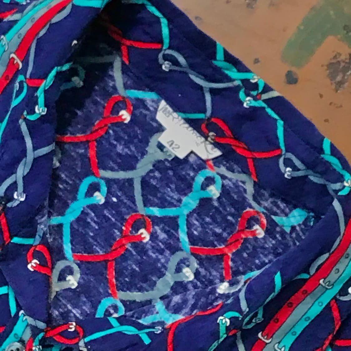 VTG 빈티지 딥 네이비 기하학 패턴 셔츠 여성 55 사이즈 상품이미지4