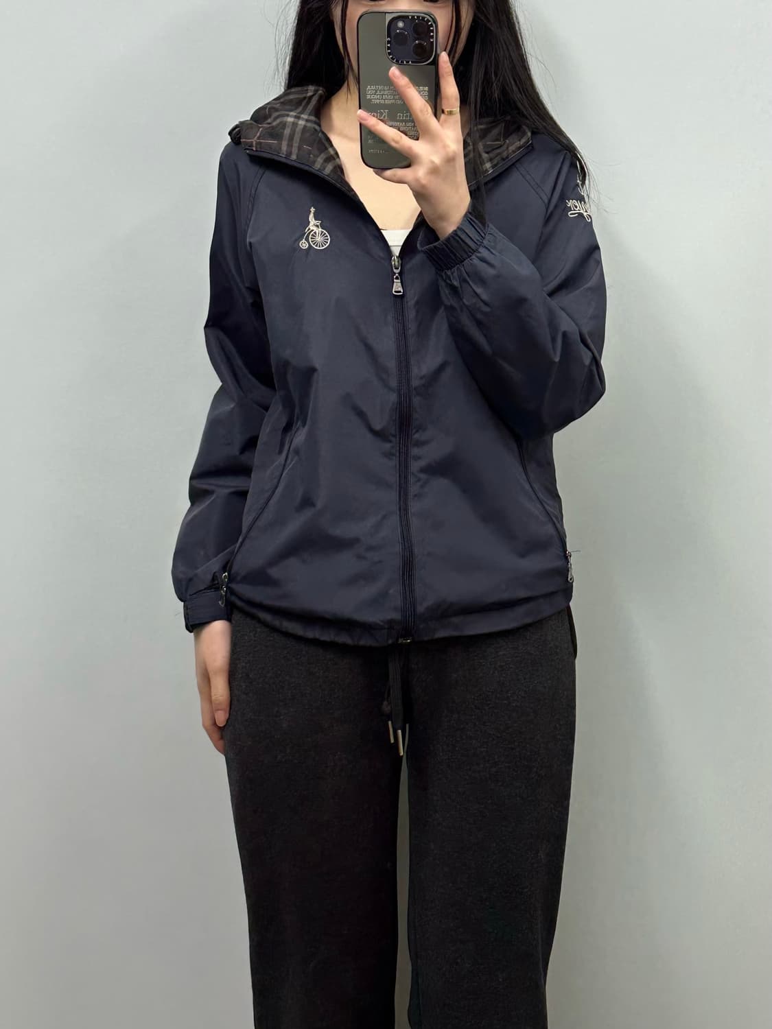 빈폴 자수로고 네이비 바람막이 후드 자켓 상품이미지1