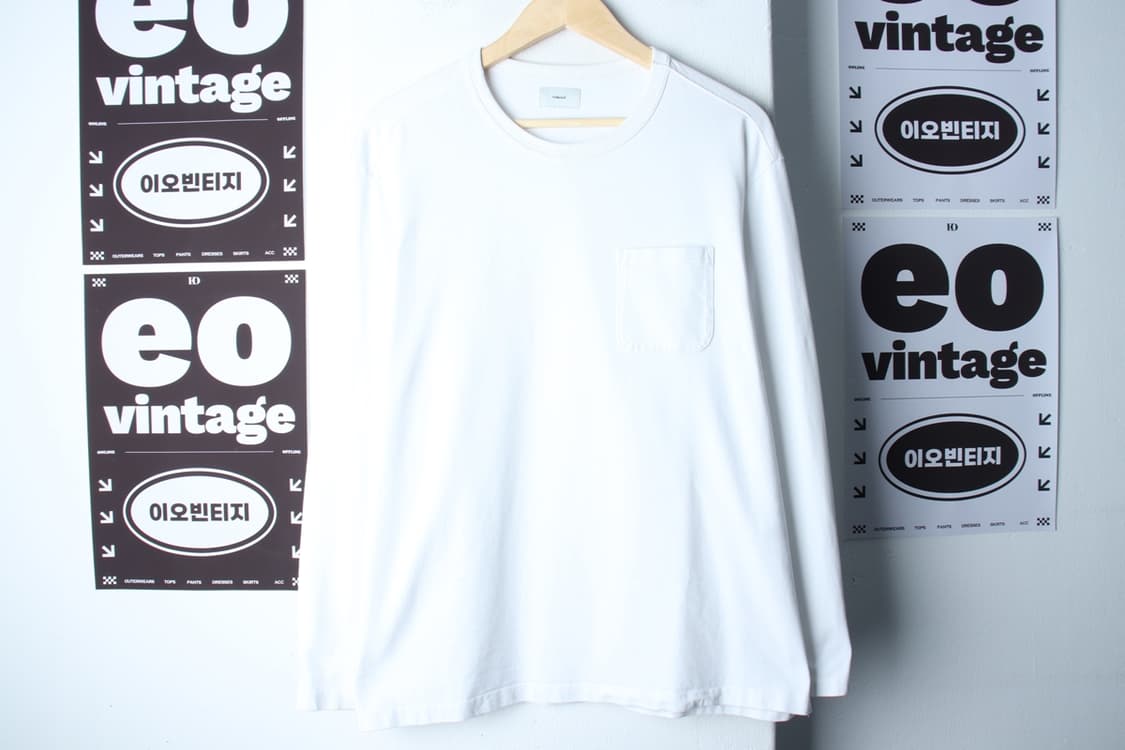 (XL) 하이드아웃 긴팔티셔츠 포켓 무지 화이트 올드스쿨-H33271 상품이미지2