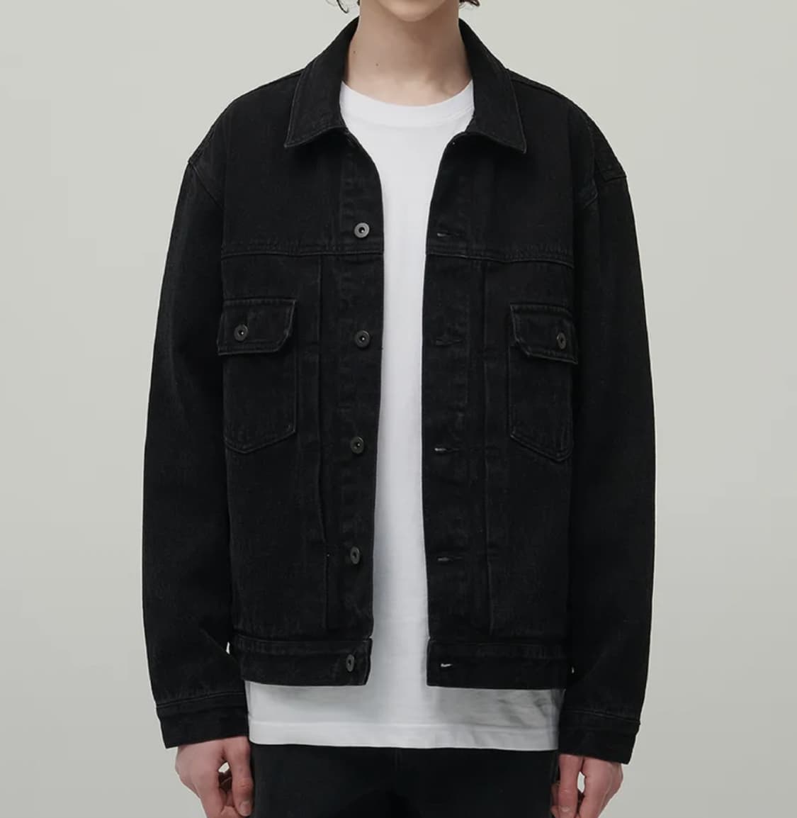 무탠다드 릴렉스드 데님 트러커 재킷 2 (워시드 블랙) 상품이미지1