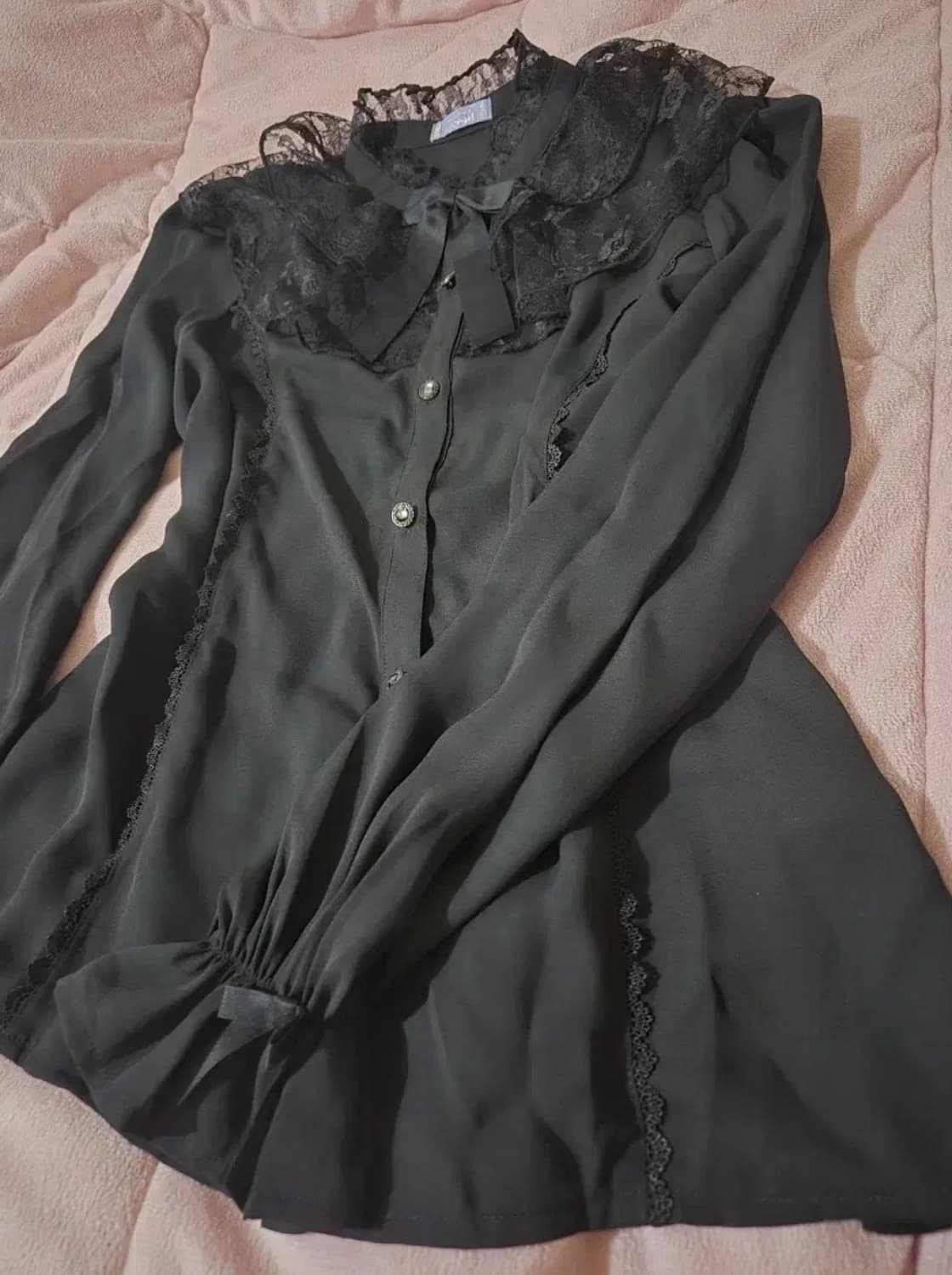 로리타 양복 lief 마이타르트 블랙×axes kawaii 블라우스 블랙 상품이미지3