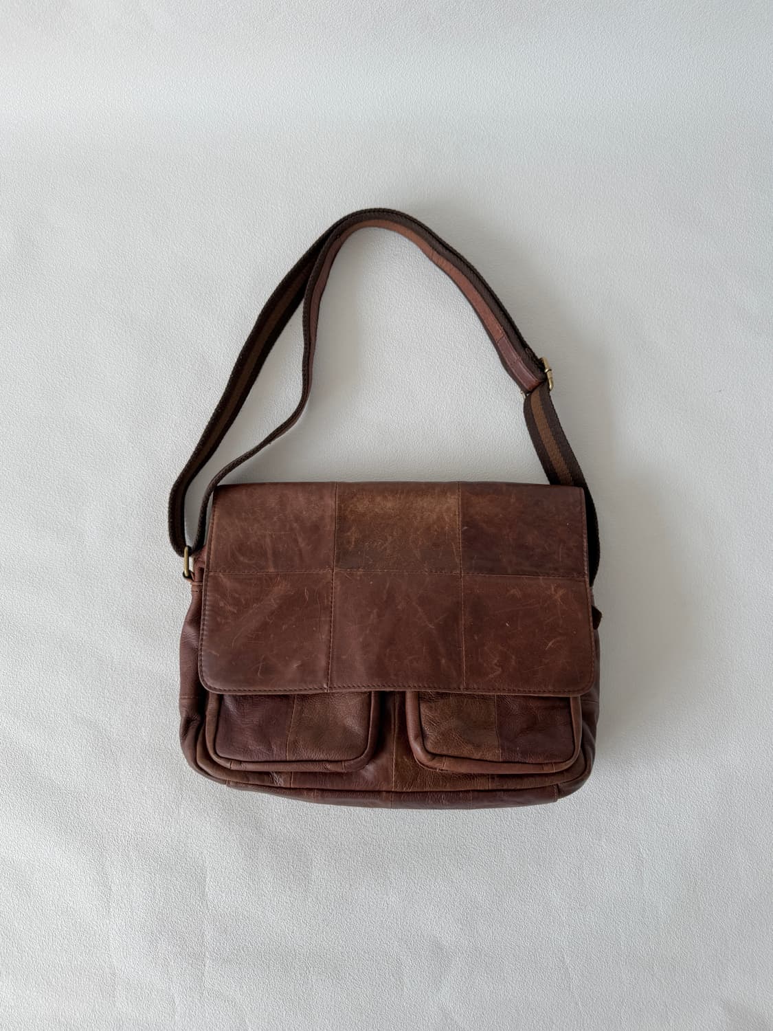 Pre owned 패치워크 레더 숄더 크로스백 상품이미지1
