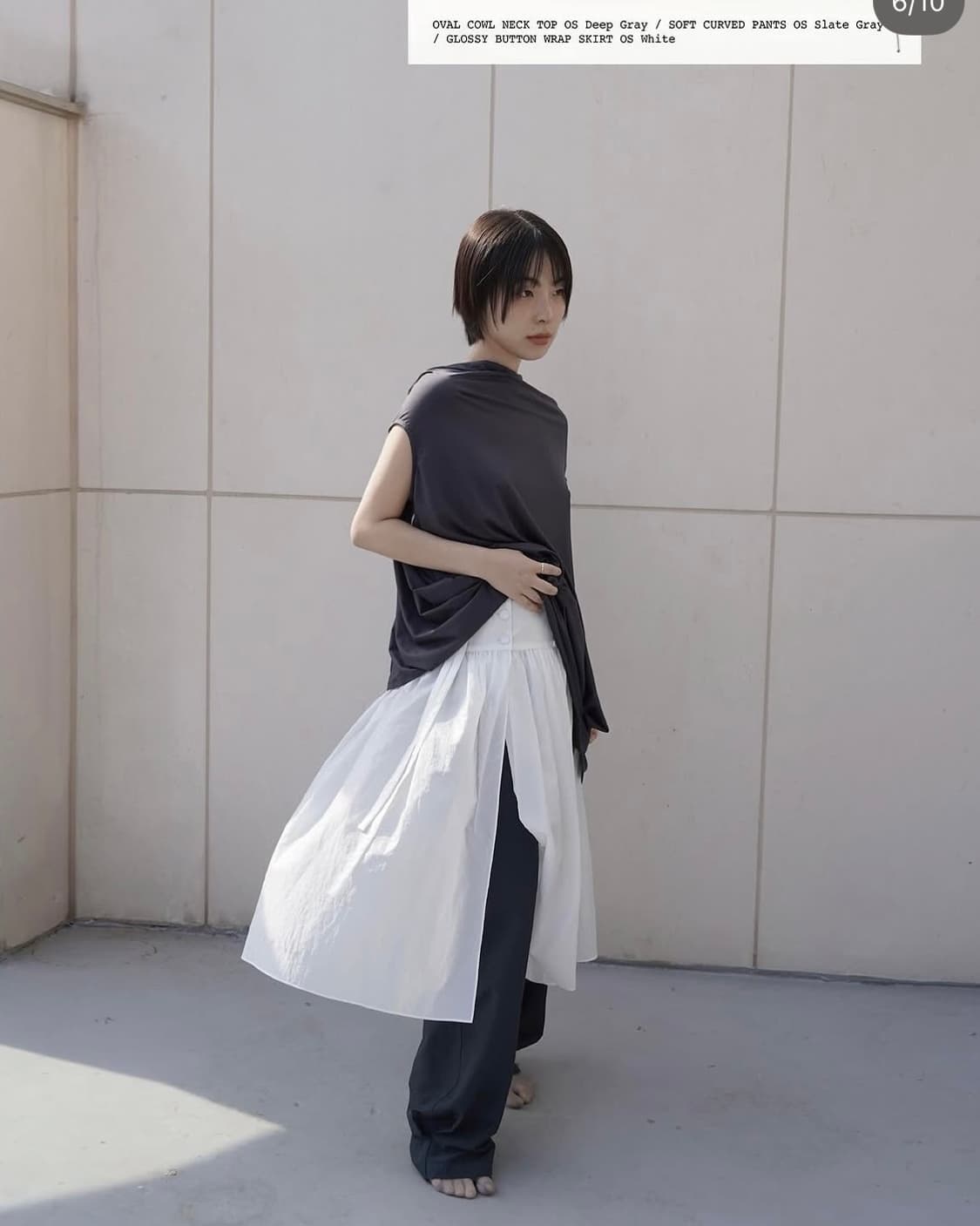 포코포스카 OVAL COWL NECK TOP 차콜 상품이미지2