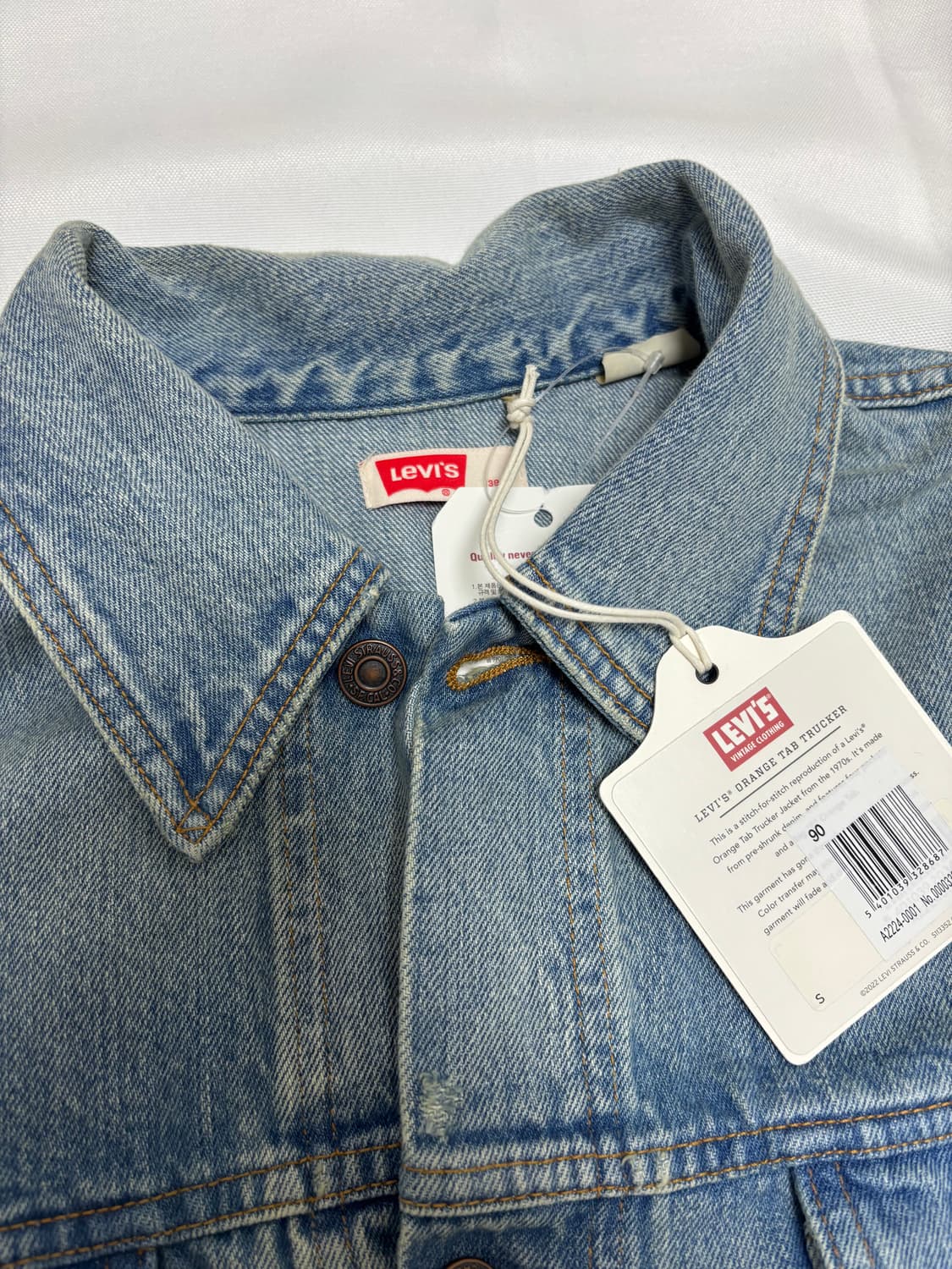 리바이스 LVC 오렌지탭 데님 트러커 자켓 S 상품이미지1