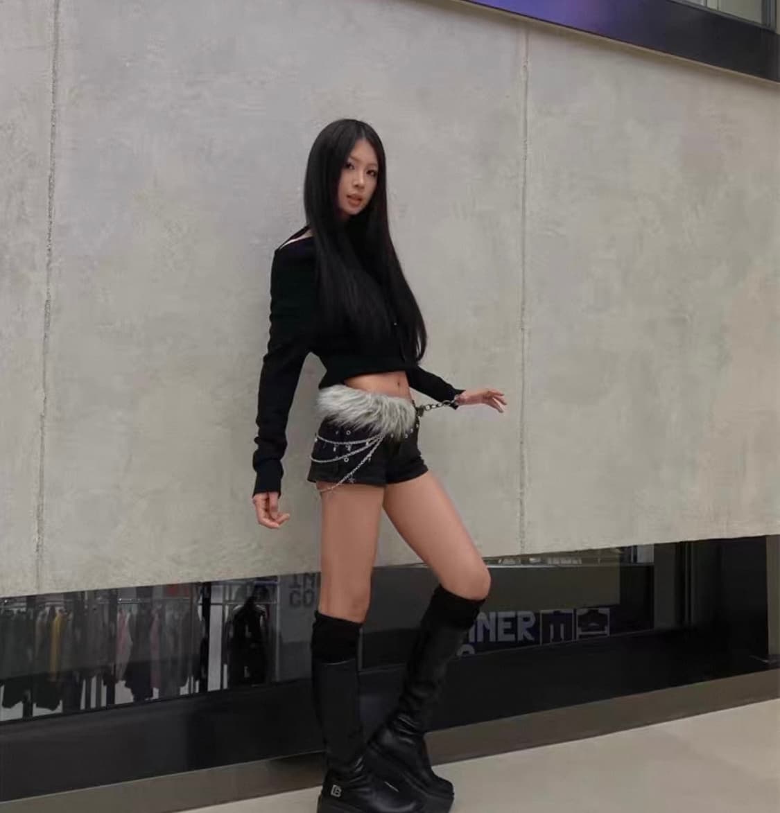 하라주쿠 별장식 퍼 허리띠  상품이미지3