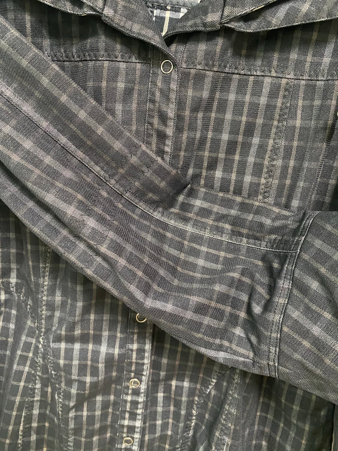 메쉬 레이어드 체크 셔츠 자켓 상품이미지8