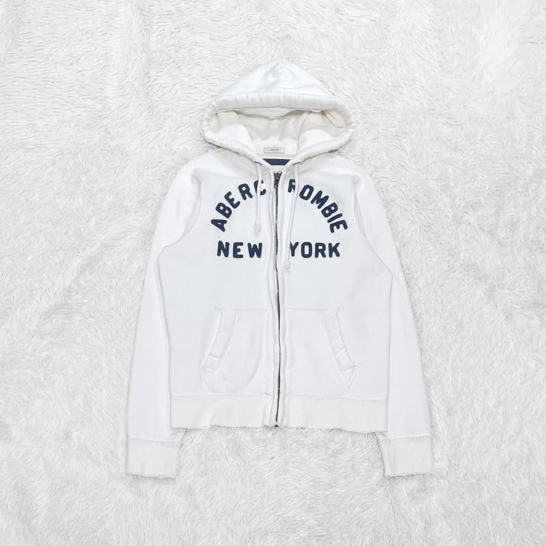 아베크롬비 아치 로고 후드집업 화이트 상품이미지2