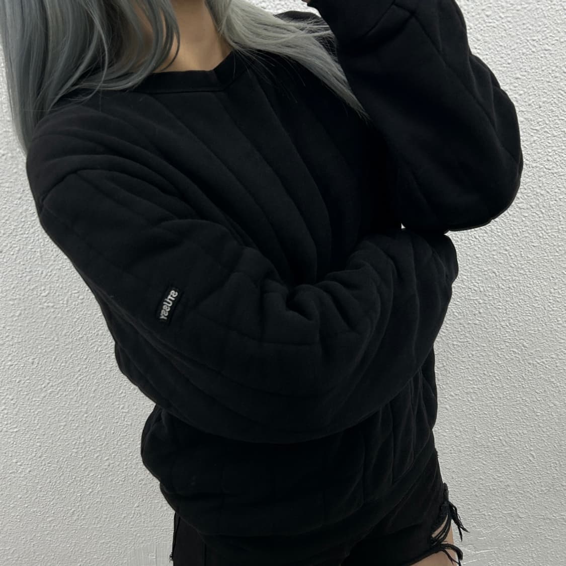 스투시 사이드 패치로고 골지 맨투맨 L 상품이미지2