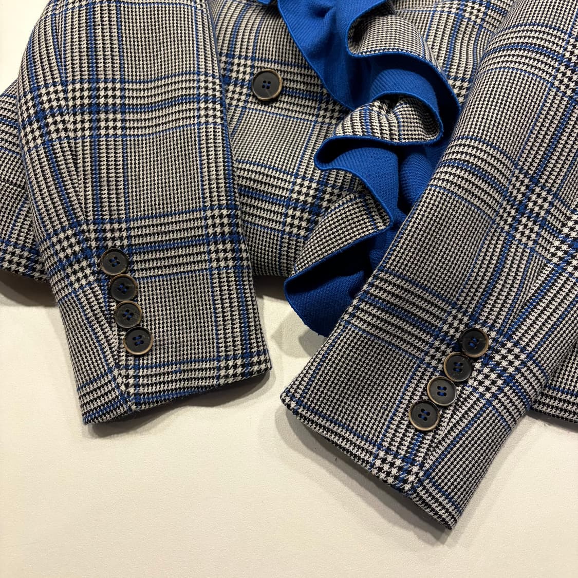 [40] MSGM 체크 롱 코트 블루 프릴 수입택 C374 상품이미지5