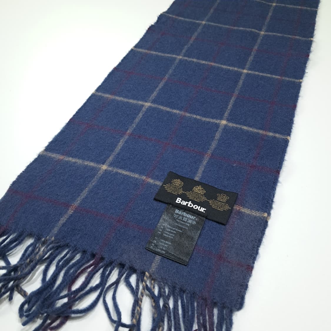 MX444 바버 램스울 3로얄워런트 타탄 블루 머플러 목도리 상품이미지3