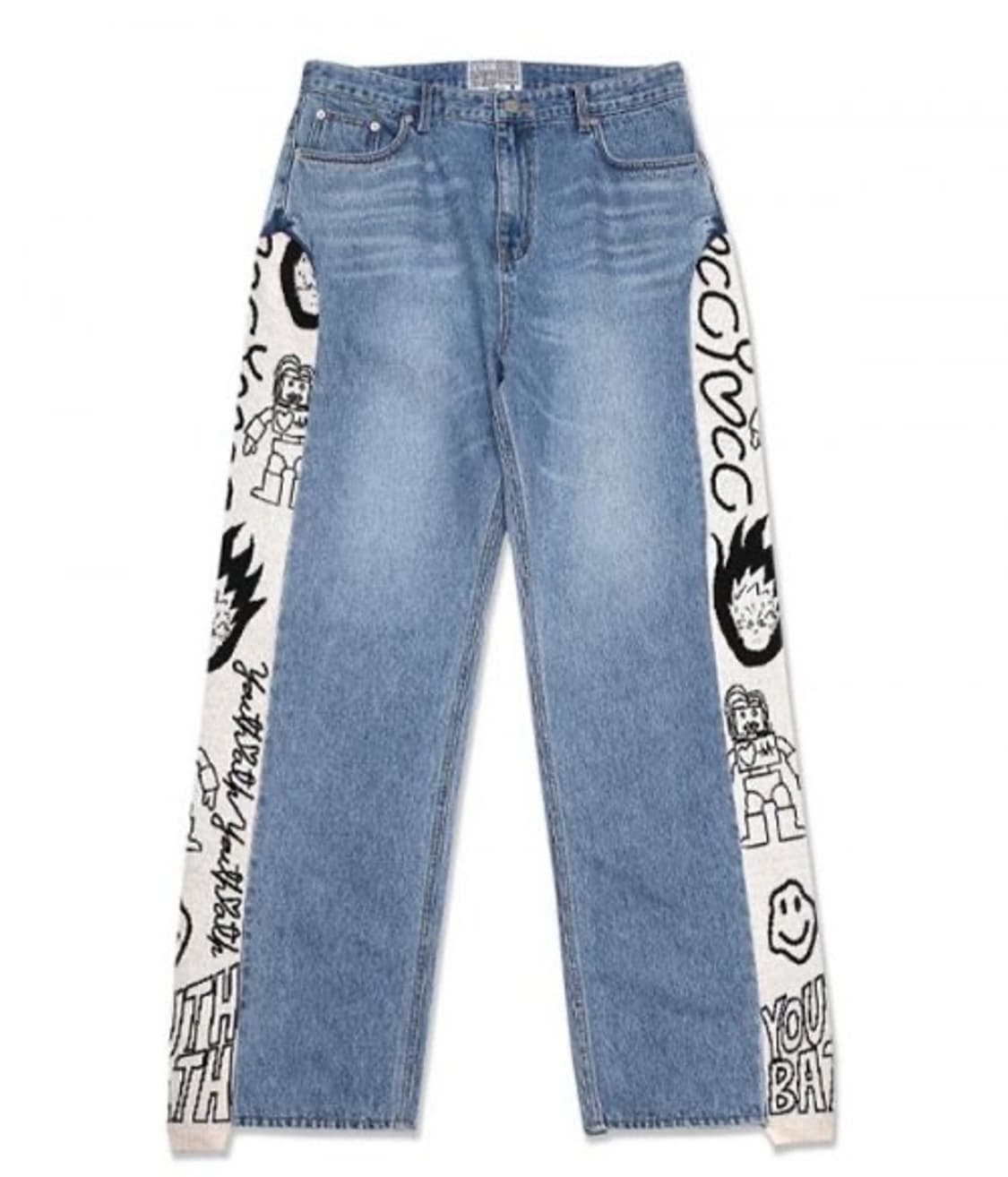 유스배스 니트 트리밍 워싱 데님 라이트블루 M 상품이미지1