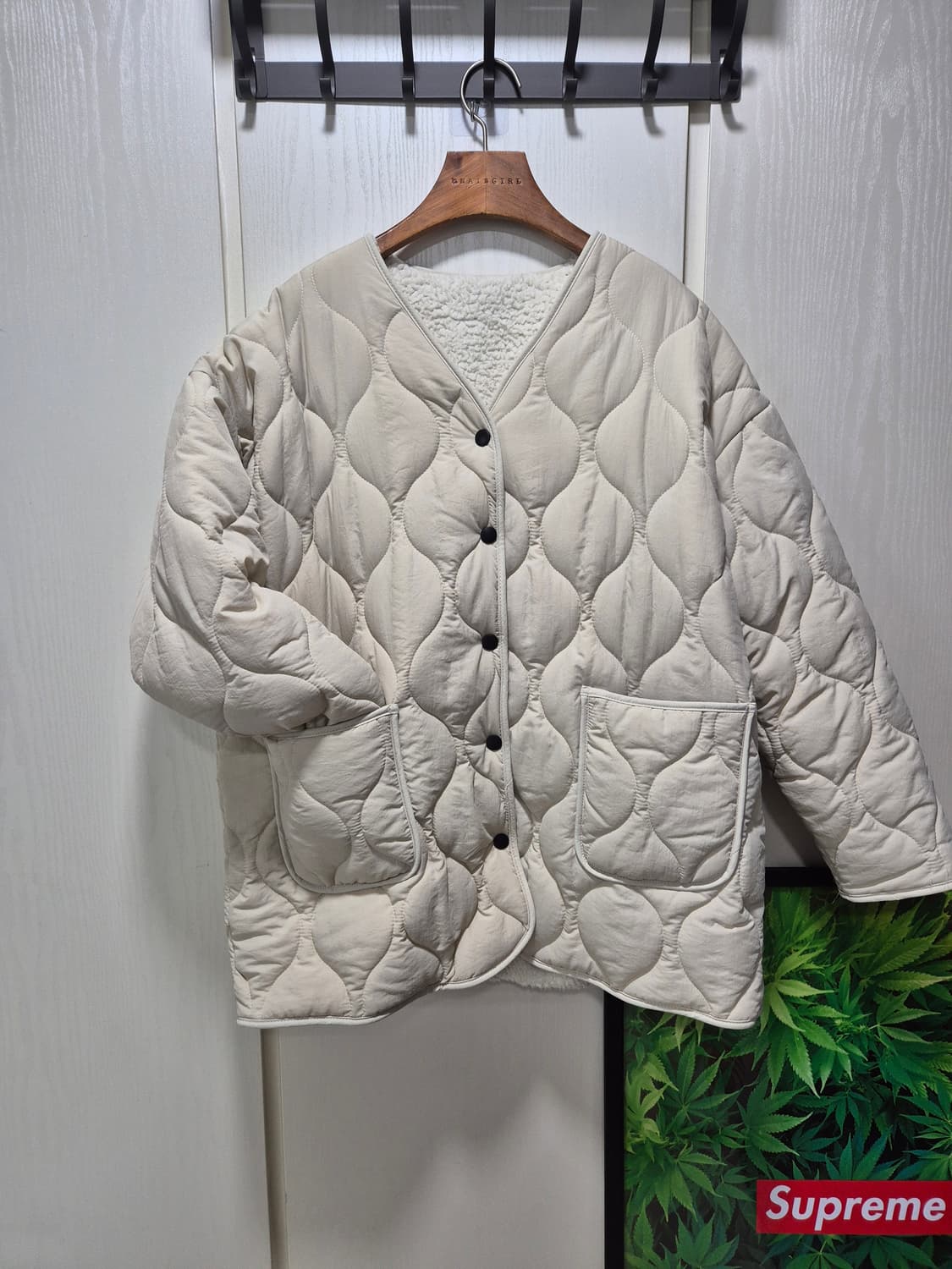 아이보리 누빔 안감 숏 패딩. 깔깔이 상품이미지6