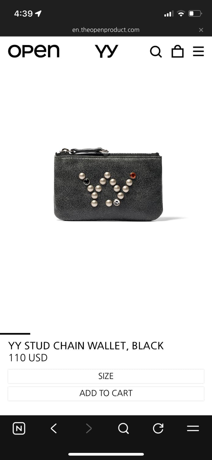 Open yy 스터드 체인 지갑 블랙 상품이미지4