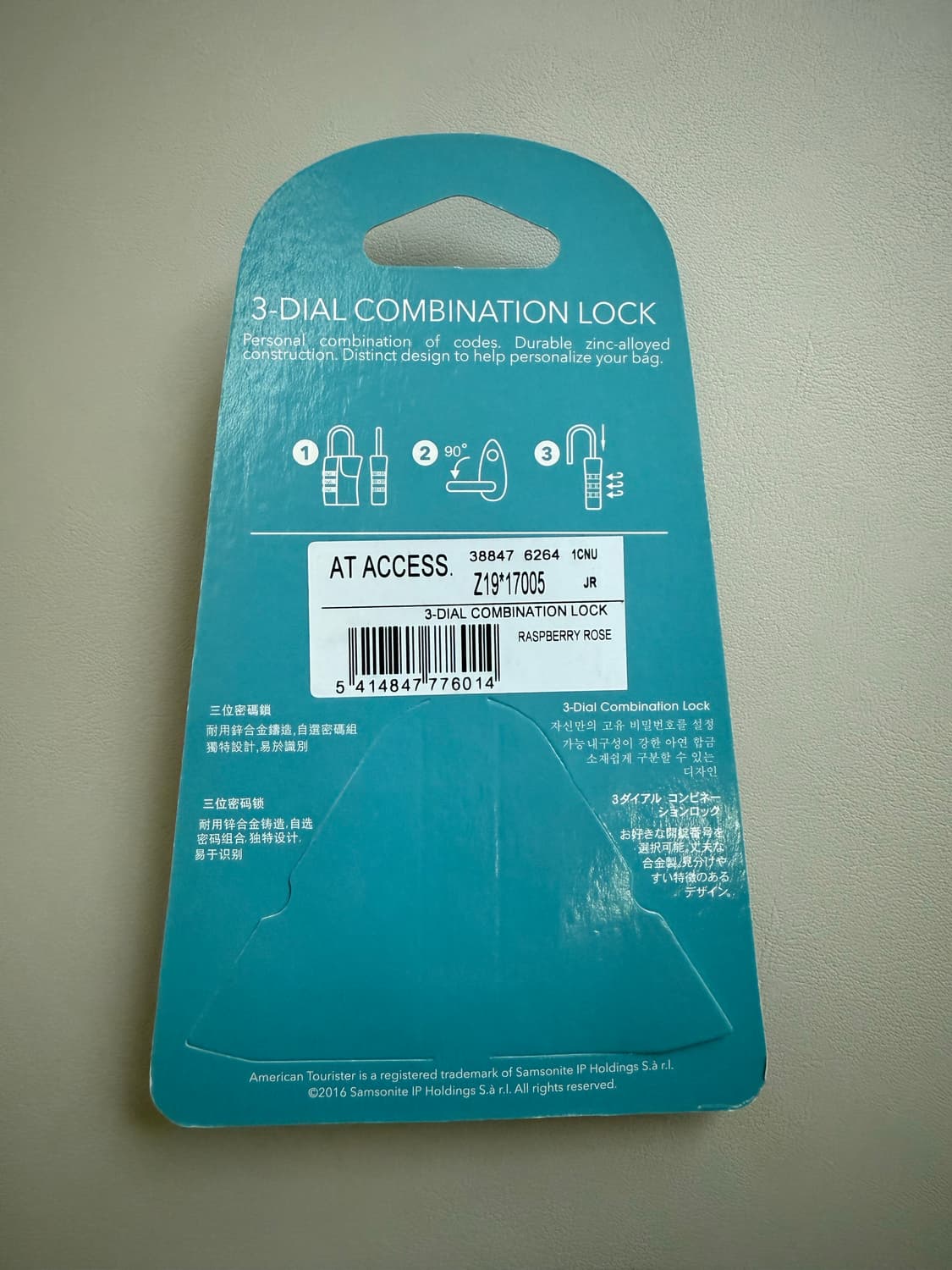 [새상품.정가15,000] 아메리칸투어리스터 3다이얼 / 열쇠 자물쇠 상품이미지5