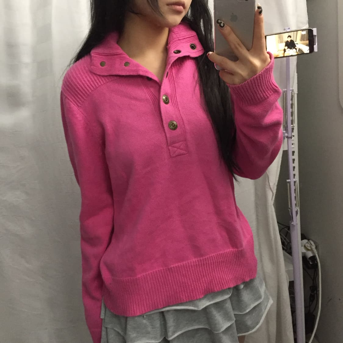 Polo 폴로랄프로렌 핑크 하이넥 버튼 니트 상품이미지2