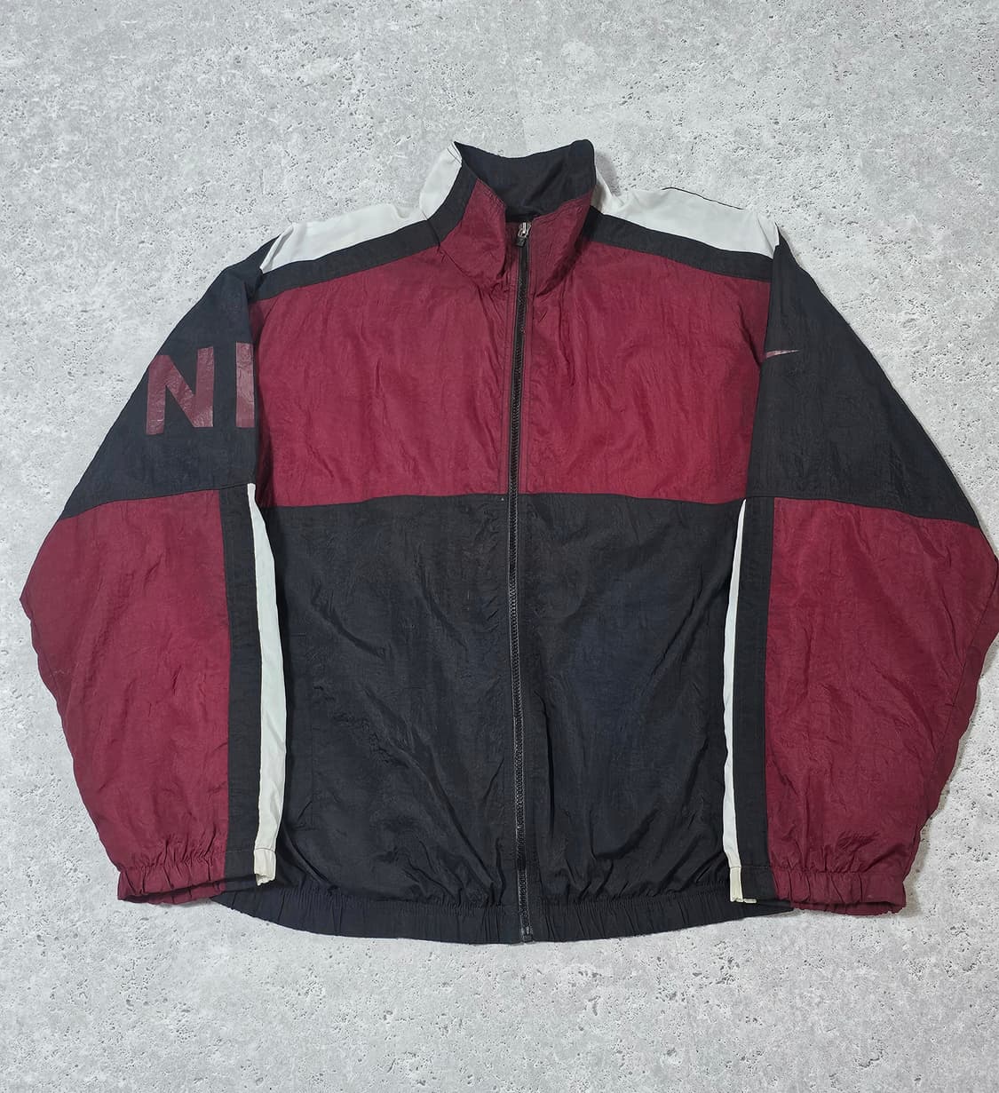 XL 나이키 90s 버건디 양팔 빅로고 배색 바람막이 자켓 상품이미지4