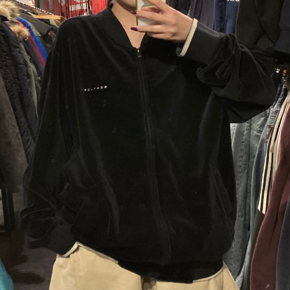 [IM] 션존 블랙 벨벳 블루종 집업 자켓  상품이미지2