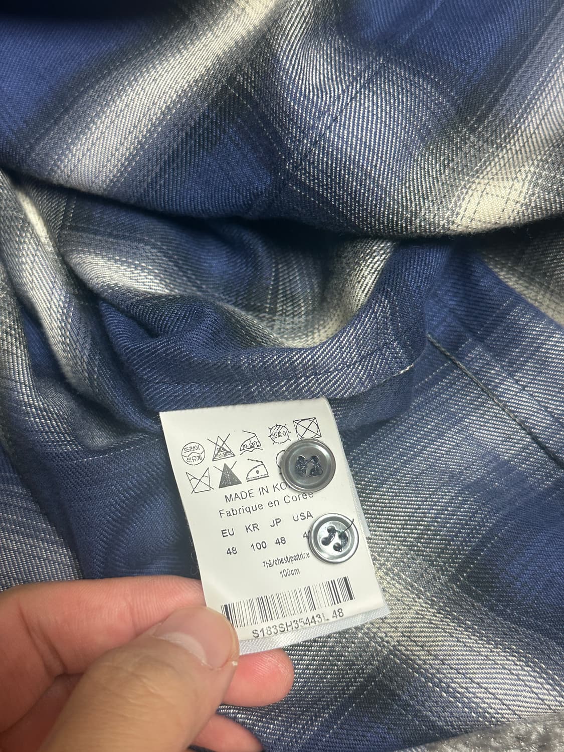 솔리드옴므 체크 플란넬 셔츠 블루 48 사이즈 상품이미지4