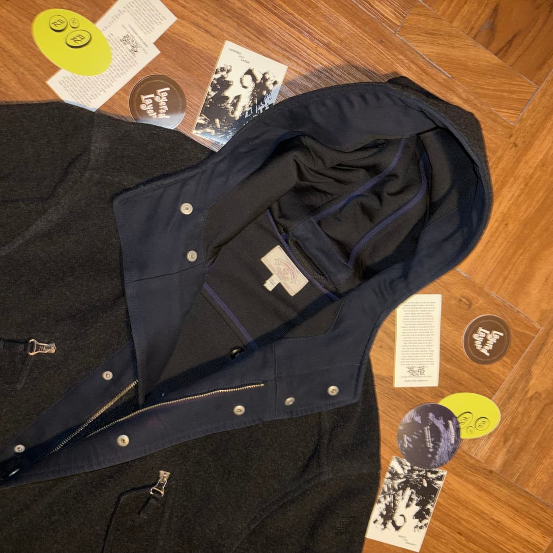 Armani overfit wool hoodie zip up coat 상품이미지3