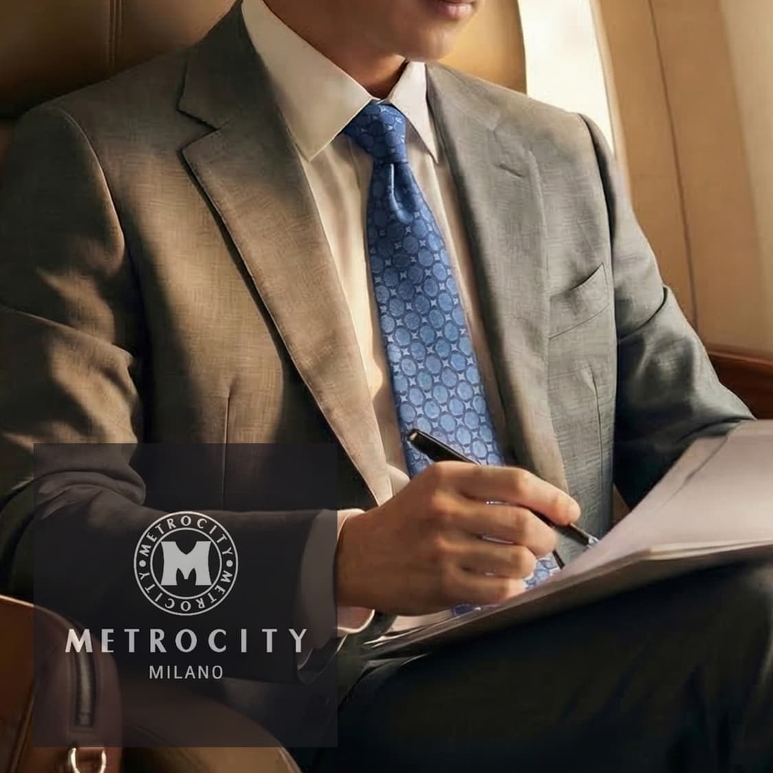 메트로시티 실크 블루 패턴 넥타이 9.1cm A등급 A19696 상품이미지1