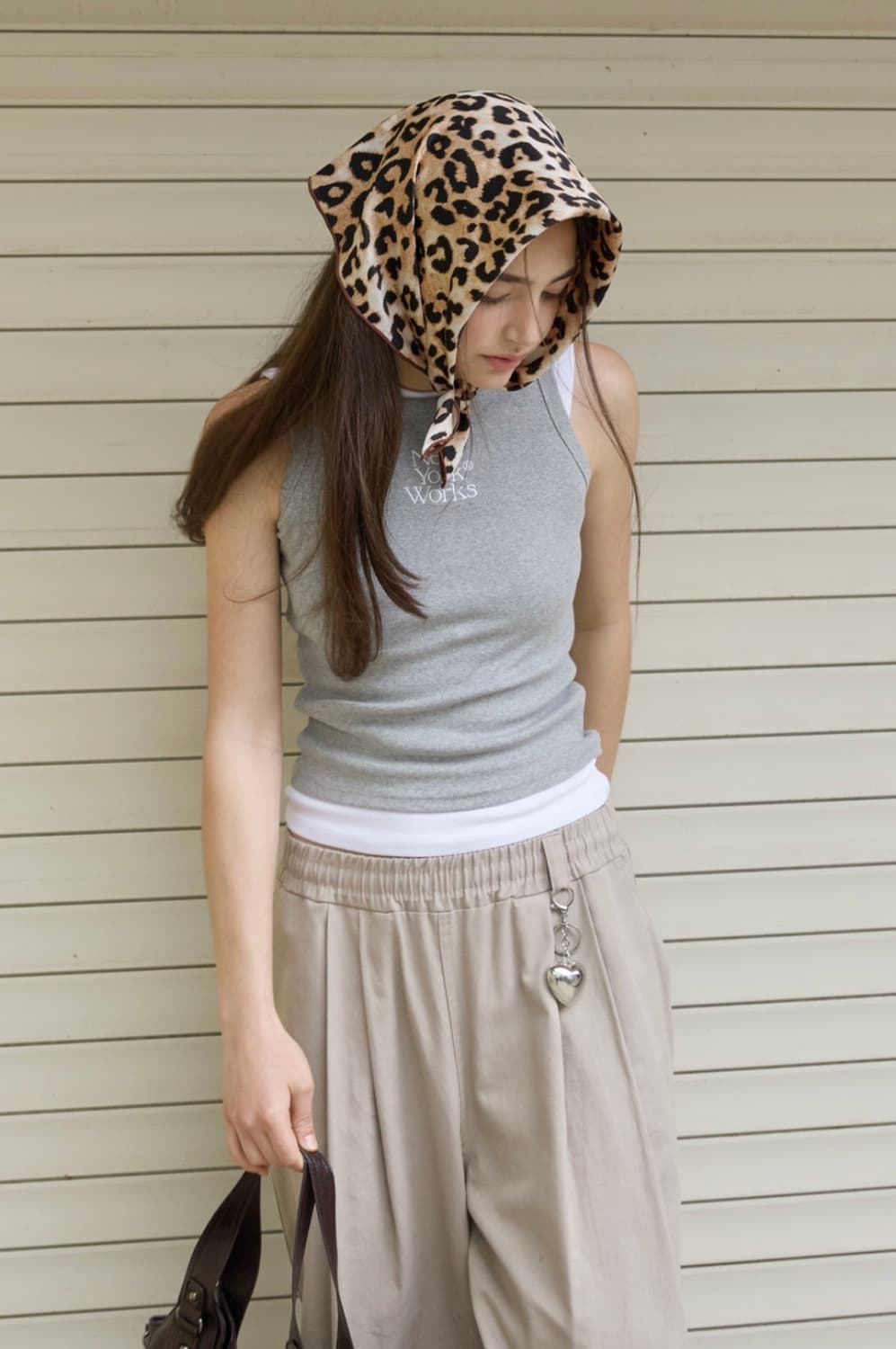 뉴욕웍스 LEOPARD BANDANA SCARF_브라운 상품이미지6
