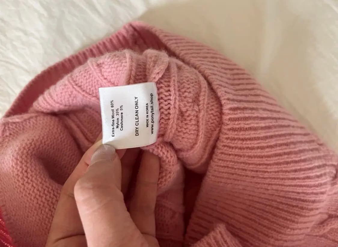 포니테일 캐시미어(혼용) 케이블 니트 pink 상품이미지3