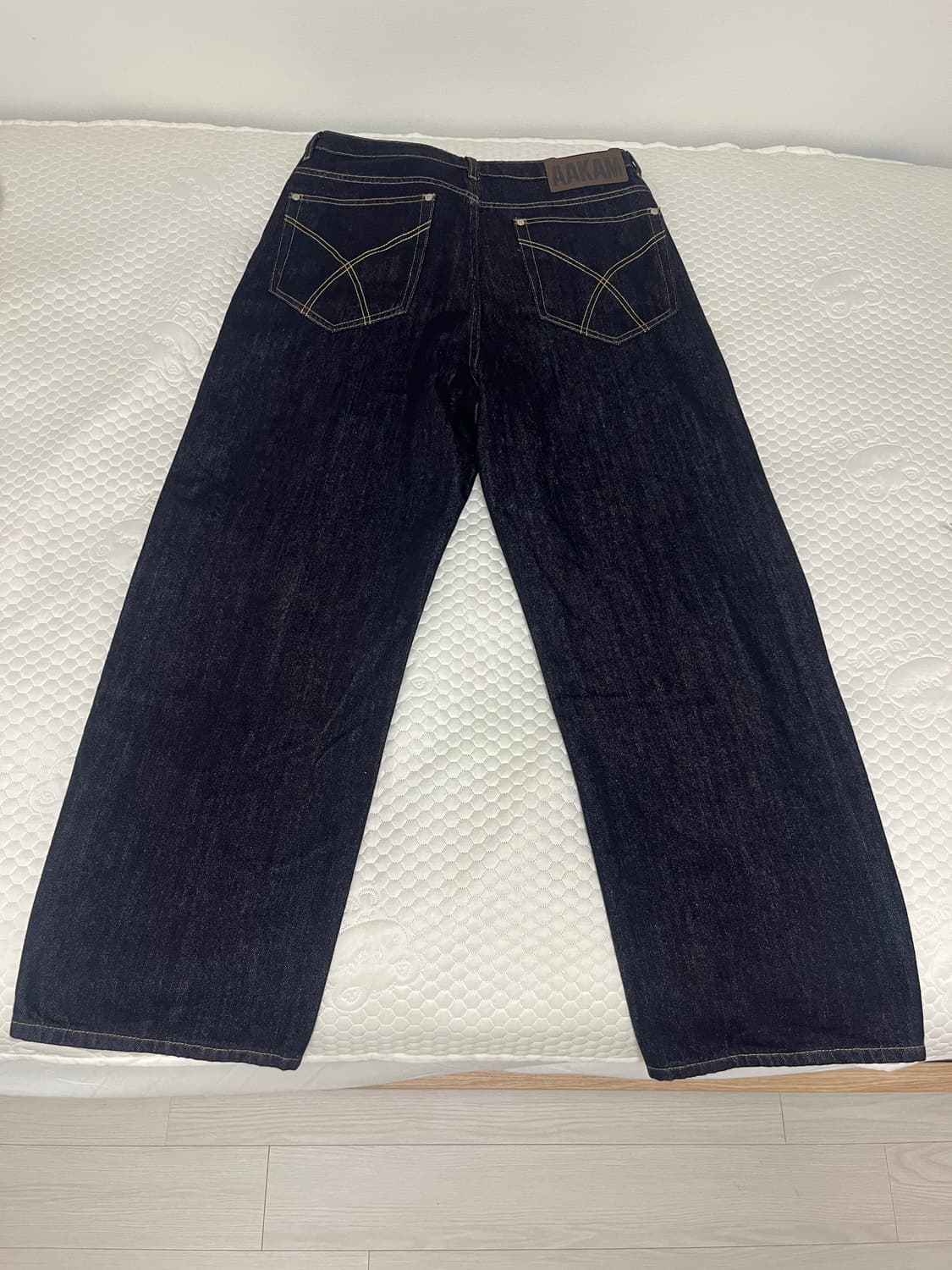 Oblique Button Denim Pants Dark Blue 상품이미지4