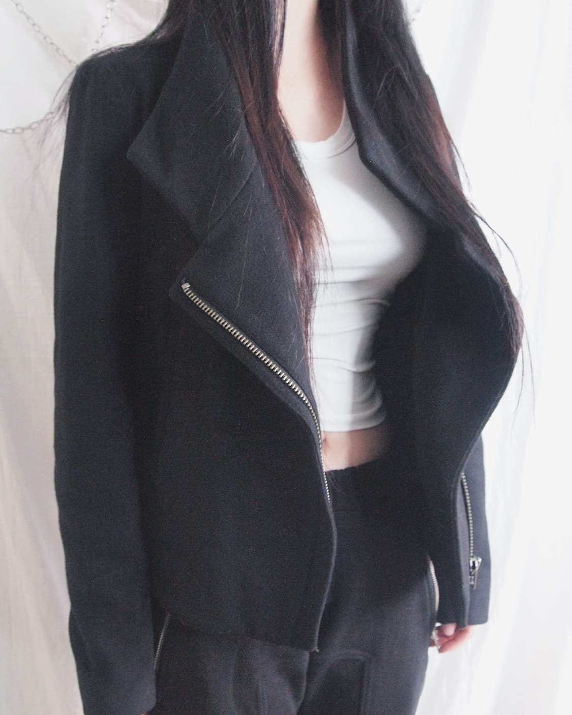 헬무트랭 asymmetric wool rider crop jacket 상품이미지1