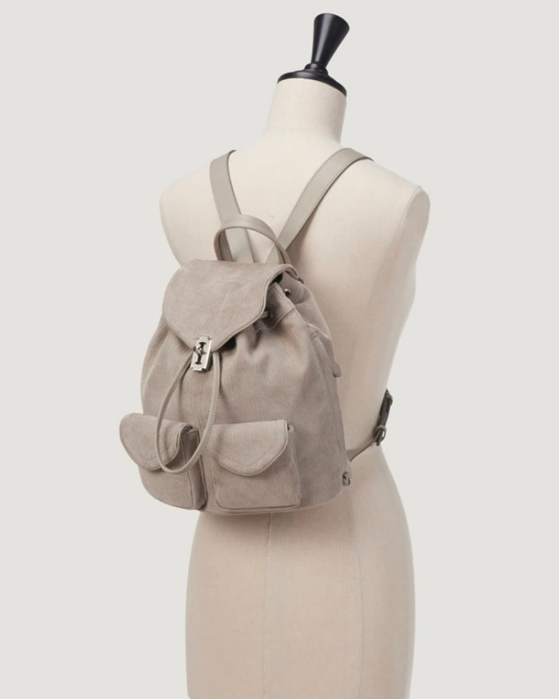 분크 더블 포켓 코듀로이 베이지 백팩 상품이미지4