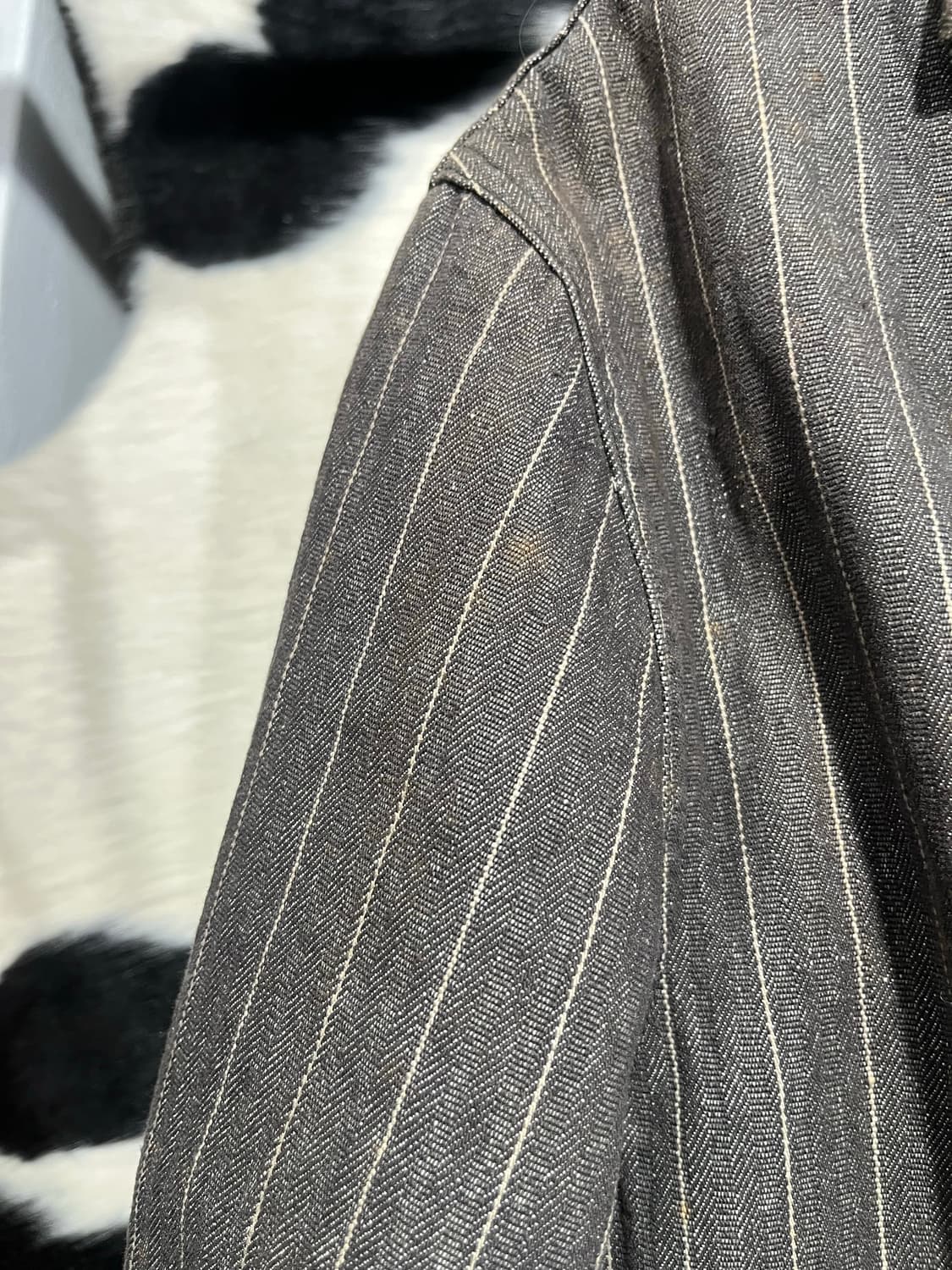 브라운 스트라이프 오버핏 자켓 상품이미지7