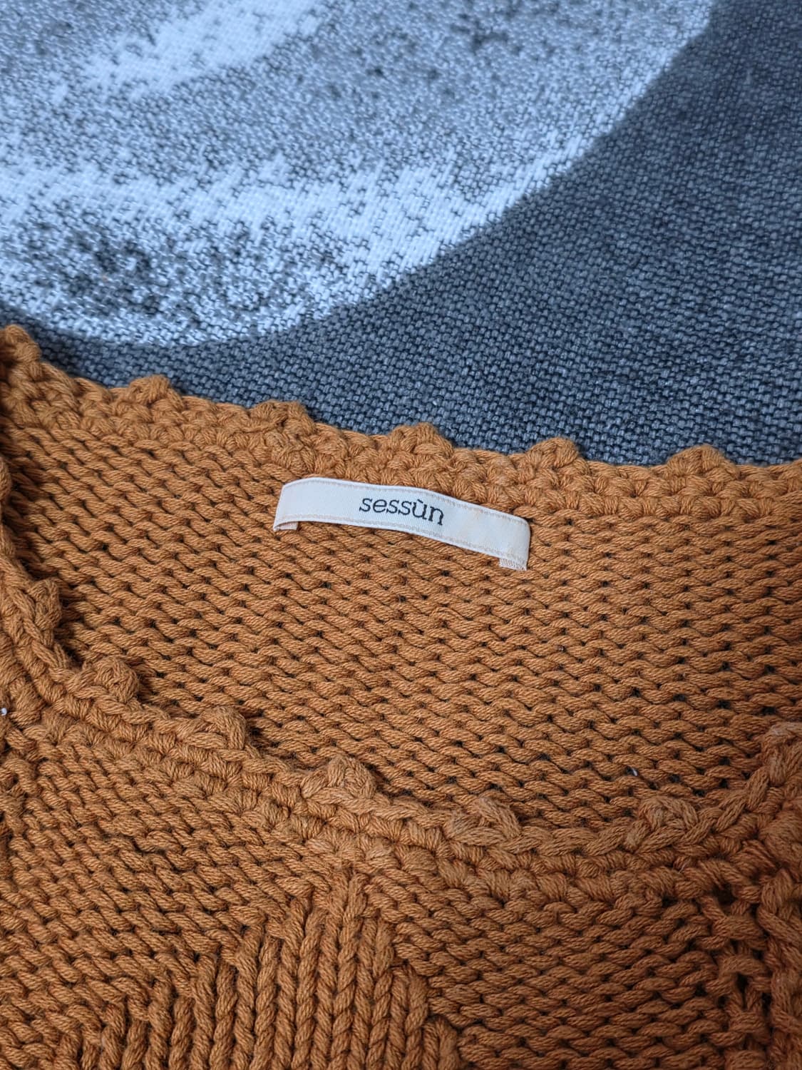 SESSUN 세선 크로쉐 카멜 크롭 니트 상품이미지5