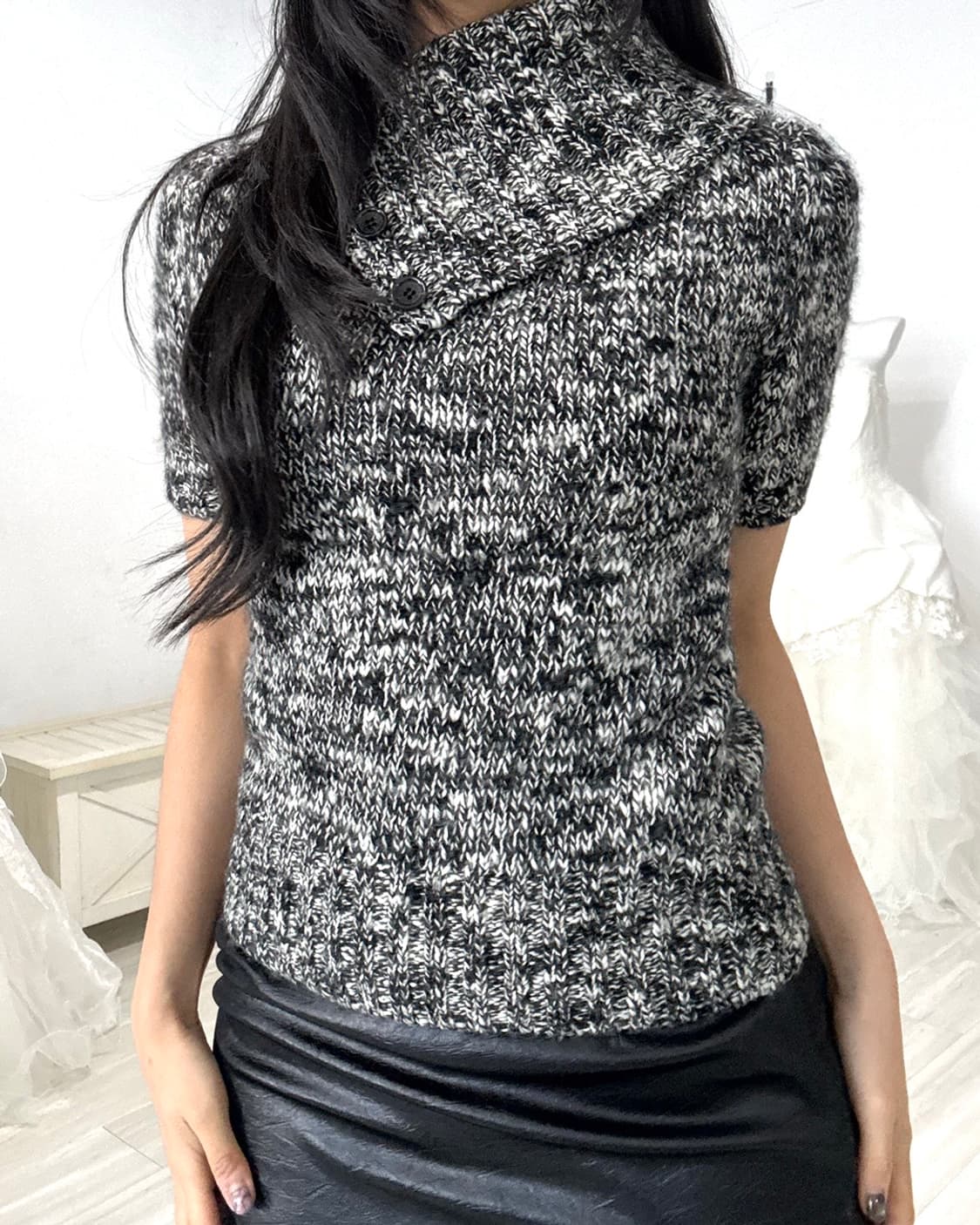 Melange Gray Button-Detail knit 상품이미지3