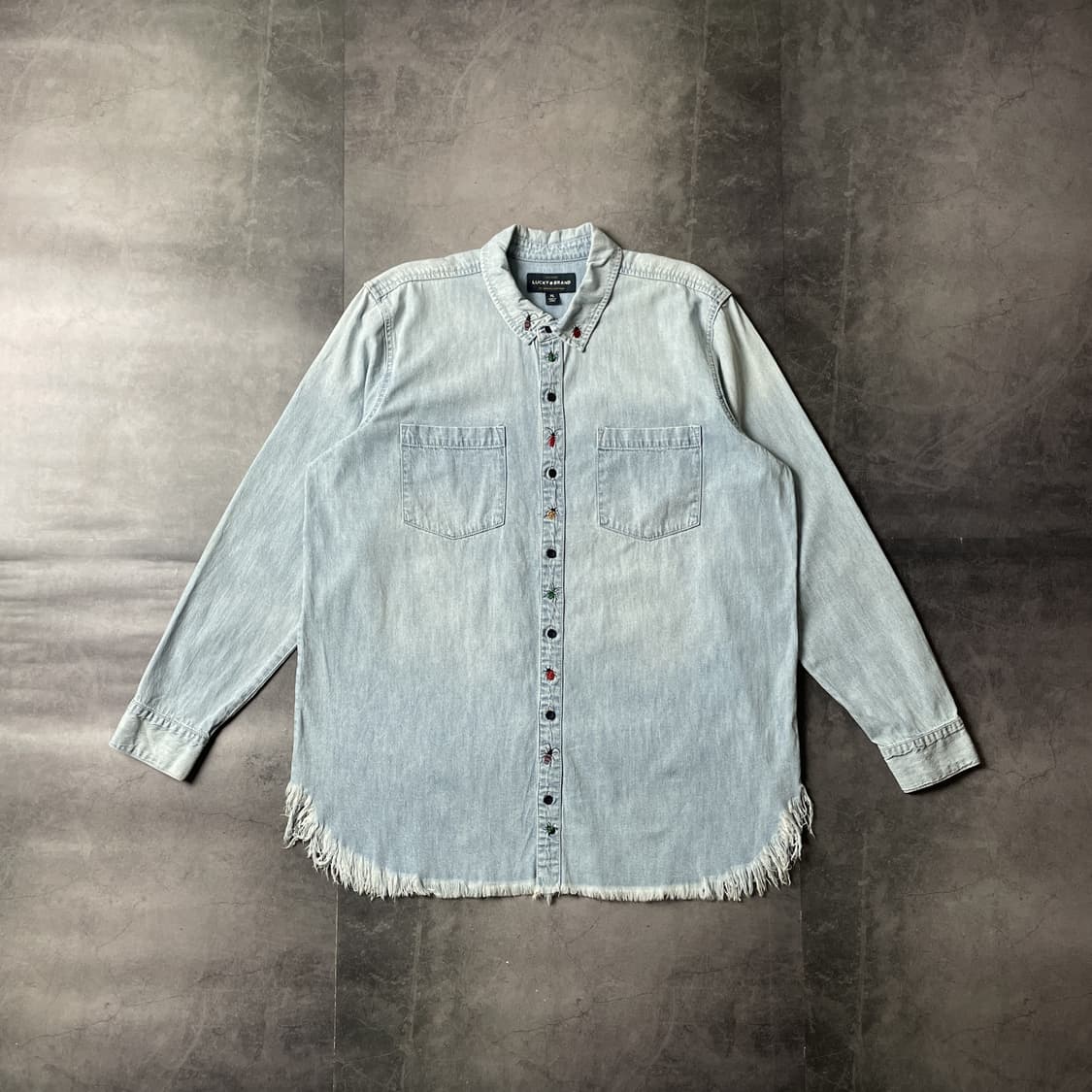 LUCKY BRAND 빈티지 워싱 자수 데님  코튼 셔츠 A00487 상품이미지1