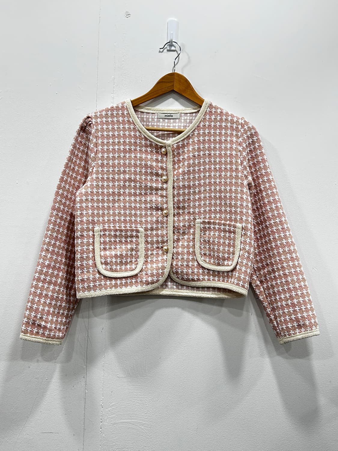 [F] 미엘로 인디핑크 하운드투스 트위드 자켓 가디건 여성 F 상품이미지1