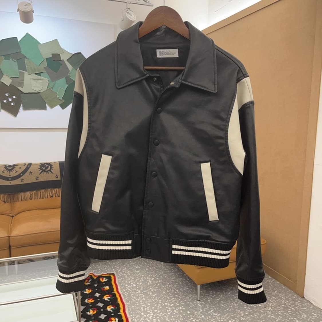 파르티멘토 레트로 캐주얼 바이커 레더 바시티자켓 S C08132 상품이미지3