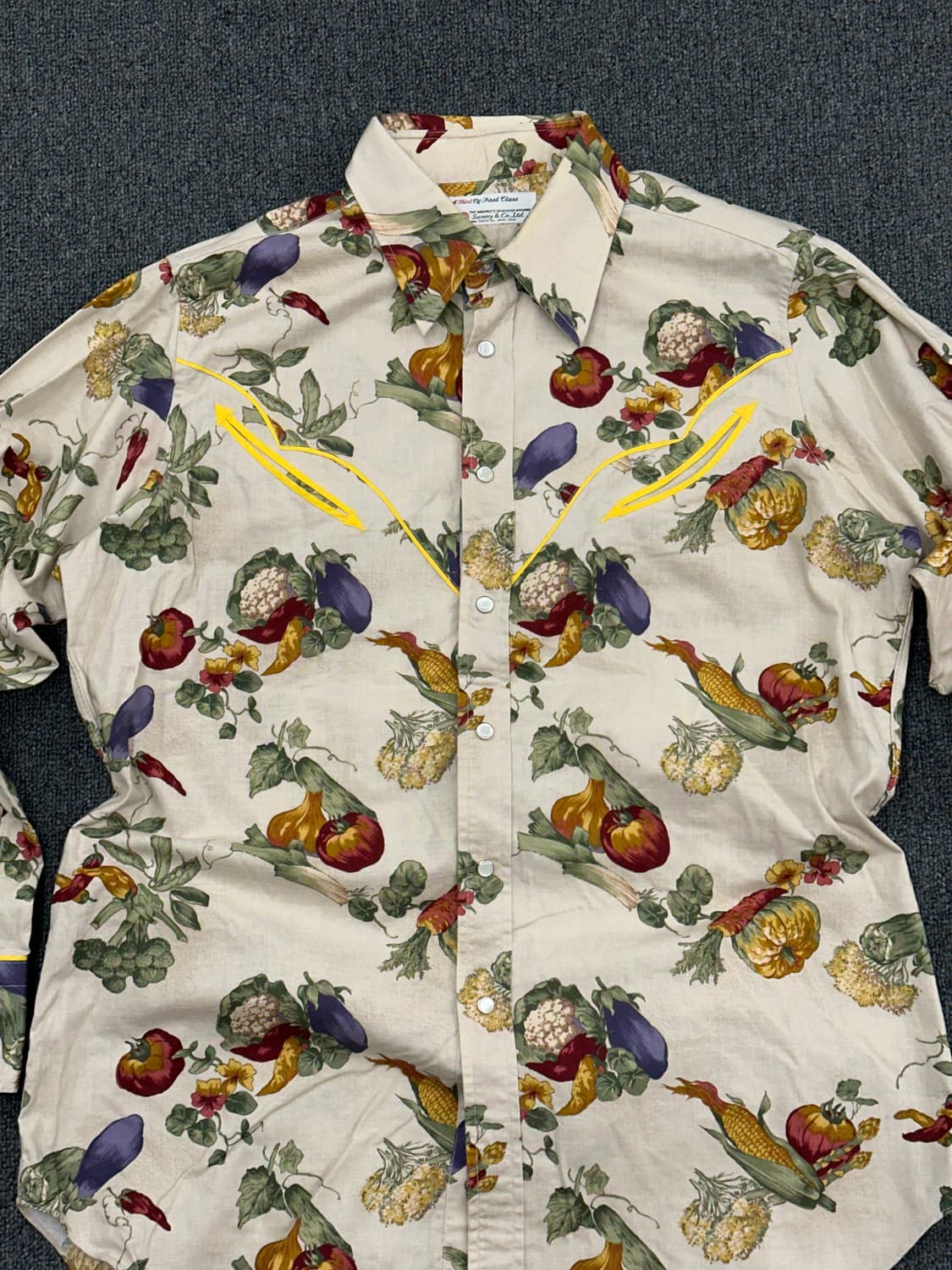 OS)빈티지 웨스턴 베지터블 패턴 셔츠 상품이미지5