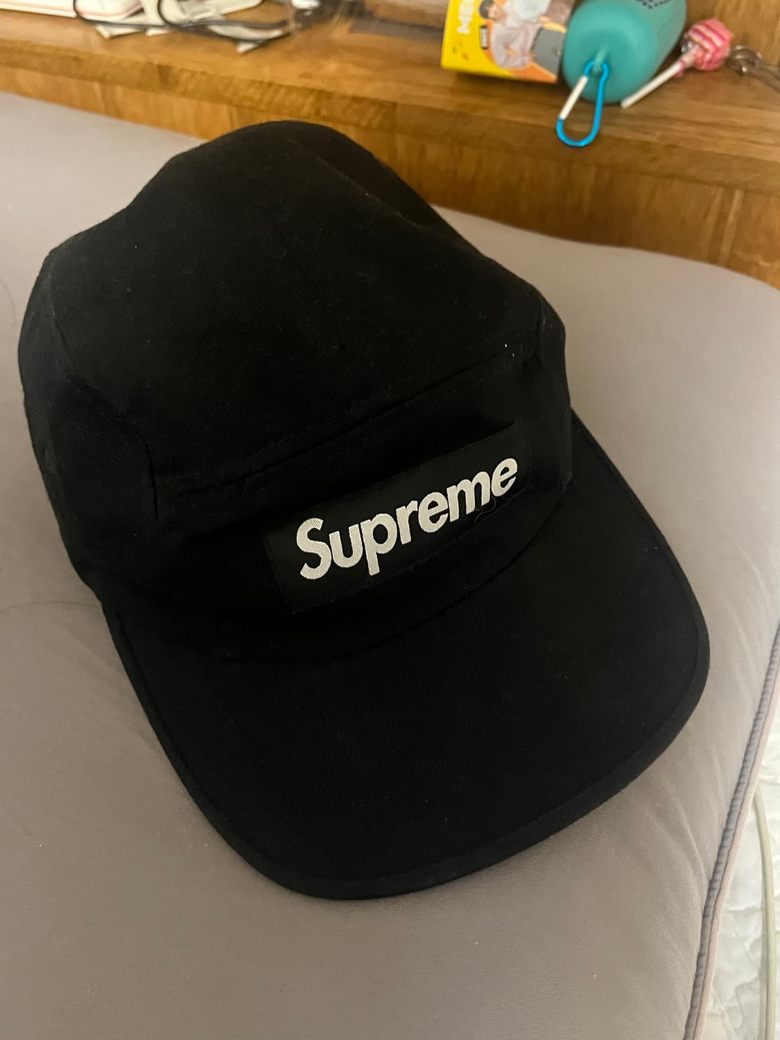 슈프림 워시드 치노 블랙 박스로고 캠프캡 모자 상품이미지1